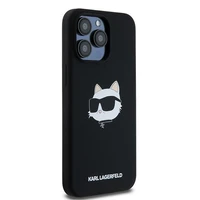 Karl Lagerfeld silikona Choupette Head magnētiskais viedtālruņa apvalks iPhone 15 Pro Max - melns