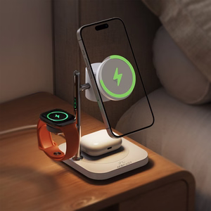 Acefast E39 Qi2.2 25W 4-in-1 bezvadu galda lādētājs telefonam, pulkstenim un austiņām ar nakts gaismu - balts