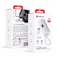 Portatīvais lādētājs Forcell F-Energy Power Plug F5K3 PD 20W 5000 mAh ar iebūvētu savienotāju USB C balta