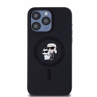 Karl Lagerfeld Silikona Karl&Choupette Ring MagSafe viedtālruņa apvalks iPhone 15 Pro Max - melns