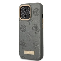 Guess GUHMP13LSAPSTG iPhone 13 Pro / 13 6.1" pelēks/pelēks cietais viedtālruņa apvalks Peony Logo Plate Magnētiskais MagSafe
