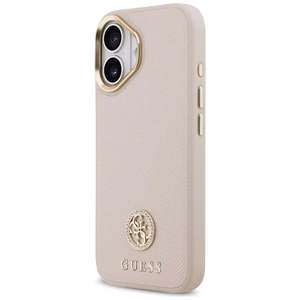 GUESS magnētiskais viedtālruņa apvalks IPHONE 17, savietojams ar MagSafe GUHMP17SPGCRMDEP (PU apvalks ar graudainu Strass logotipu) rozā