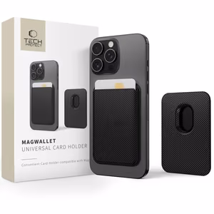 Tech-Protect MagWallet Magnētiskais viedtālruņa apvalks ar universālu magnētisko karšu vai dokumentu turētāju - melns