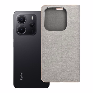 LUNA Book Gold viedtālruņa apvalks XIAOMI Redmi Note 14 5G sudraba