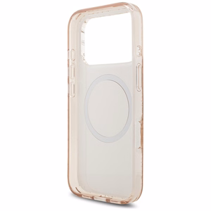 Guess IML Flowers Electro Pearl Strap MagSafe apvalks viedtālrunim iPhone 17 Pro - rozā