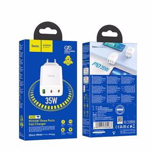Lādētājs Hoco 2 x USB C + USB A QC3.0 PD 3A 35W N33 balts