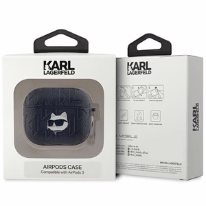 Чехол Karl Lagerfeld Monogram Choupette Head для AirPods 3 - чёрный