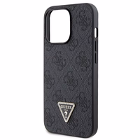 Guess GUHCP13LP4TDSCPK apvalks iPhone 13 Pro / 13 - melns krustenisks 4G metāla logotips