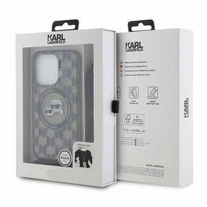 Karl Lagerfeld IML Crossbody Monogram Karl & Choupette Head Magnētiskais viedtālruņa apvalks iPhone 15 Pro - melns