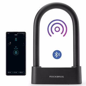 Rockbros 32210818001 SMART velosipēda slēdzene ar pirkstu nospiedumu lasītāju un Bluetooth savienojumu - melna