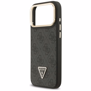 Guess 4G PU Triangle Logo & Stand Camera Magsafe чехол iPhone 17 Pro Max - черный