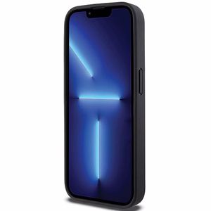 DKNY Ādas drukāts raksts metāla logotips Magnētiskais viedtālruņa apvalks iPhone 15 Pro - melna
