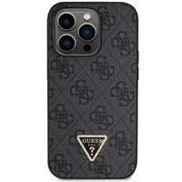 Guess GUHCP14LP4TDSCPK apvalks iPhone 14 Pro - melns krustenisks 4G metāla logotips