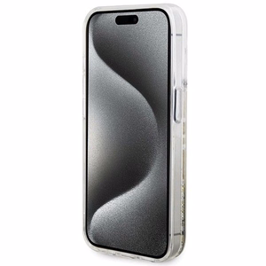 Guess Liquid Glitter Gold Stripes viedtālruņa apvalks iPhone 15 Pro - caurspīdīgs