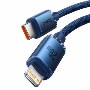 Baseus kabelis Crystal Shine USB-C - Lightning 2,0 m 20W zils