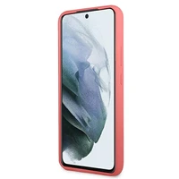 Guess GUHCS22MLSLMGFU S22+ S906 fuksija/fuksija cietais apvalks Silicone Script Metal Logo