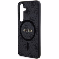 Guess 4G Collection Ādas Metāla Logotips Magnētiskais viedtālruņa apvalks Samsung Galaxy S24 - melna