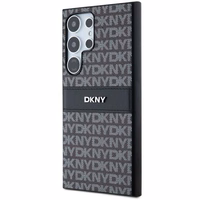 DKNY ādas Mono Stripe un Metal Logo viedtālruņa apvalks Samsung Galaxy S24 Ultra - melns