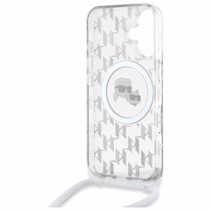 Karl Lagerfeld IML pār plecu monogrammas Karl un Choupette galvas MagSafe iPhone 16 viedtālruņa apvalks - caurspīdīgs