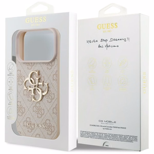 GUESS GUE005597 (4G PU Big Logo) aizsargvāciņš ierīcei iPhone 18 Pro / 17 Pro, krāsa – rozā
