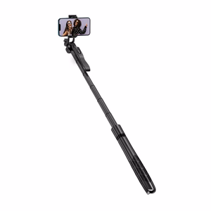 Crong SelfieGo Ultra alumīnija Bluetooth pašbildes nūja un statīvs, melna