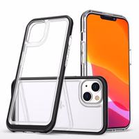 Caurspīdīgs 3in1 viedtālruņa apvalks iPhone 14 silikona vāciņš ar rāmi melns