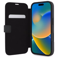 Mercedes MB Waves ādas apvalks viedtālrunim iPhone 16 Pro Max - melns (m)