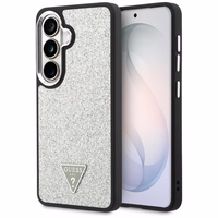 Guess maciņš Fixed Glitter Triangle MagSafe priekš Samsung Galaxy S26 Plus sudraba