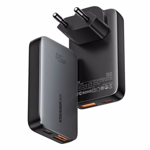 Charger Essager "GaN Ultra" Black 45W (1xPD / 1xQC3.0)