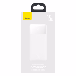 Baseus Bipow внешний аккумулятор с дисплеем 10000mAh 15W белый (Overseas Edition) + кабель USB-A - Micro USB 0.25м белый (PPBD050002)