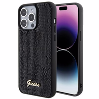Guess Sequin Script Metal apvalks priekš iPhone 15 Pro Max - melns