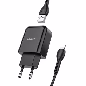 Lādētājs Hoco USB A 2A 10W + Kabelis USB A uz Lightning N2 melns