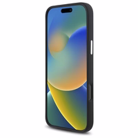 Mercedes MEHMP16L23SUGDK iPhone 16 Pro 6.3" melns cietais silikona viedtālruņa apvalks ar tonālo logotipu un koka rakstu Magnētiskais (MagSafe)