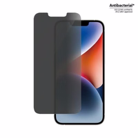 PanzerGlass Classic Fit privātuma antibakteriālais stikls iPhone 14/13 Pro/13