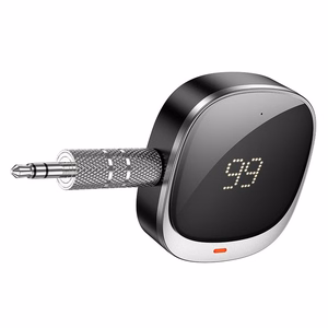 AUX Bluetooth adapteris Jack 3,5 mm Hoco ar displeju E80 melns