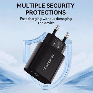 Wozinsky WGWCB USB-A USB-C 20W sienas lādētājs - melns