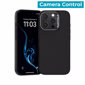 Benks Magnētiskais Armor Pro Kevlara apvalks ar metāla rāmi 600D (AD66) priekš iPhone 16 Pro Max melns ( Kameras vadības poga )