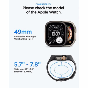 Spigen Liquid Air Pro maciņš ar siksniņu un 9H rūdīts stikls Apple Watch Ultra 49 mm, melni