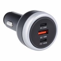 Automašīnas lādētājs USB A + 2 x Type C PD QC3.0 3A 191W CC69-2C1A melns