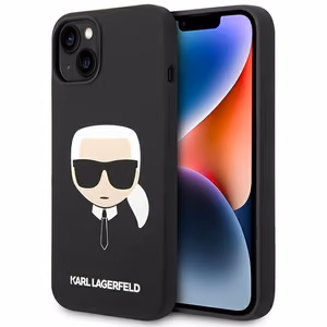 Karl Lagerfeld KLHCP14MSLKHBK iPhone 14 Plus 6.7 "cietais viedtālruņa apvalks melns / melns silikona Karl`s Head