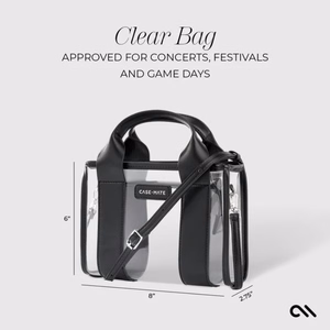 Case-Mate Micro Tote Bag water-resistant shoulder bag, Midnight Black / Clear