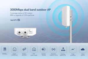 WiFi 6 piekļuves punkts, 3000Mbps, 2.4GHz/5GHz +1000 Mbps Ethernet, IP67
