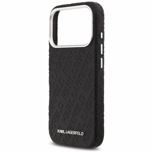 Karl Lagerfeld FW reljefs Karl MagSafe viedtālruņa apvalks iPhone 17 Pro – melns