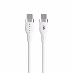 Hyper HyperJuice HJ4011WHGL – 1.5 m 60 W silikona USB-C–USB-C uzlādes kabelis, balts