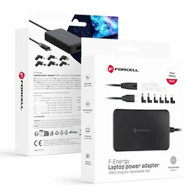 FORCELL F-ENERGY E856 universālais klēpjdatora lādētājs 65W (6 adapteri) melns
