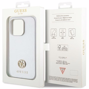 Guess Strass Metal Logo viedtālruņa apvalks iPhone 15 Pro - sudraba