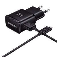 Samsung EP-TA200EBE USB-A 15W sienas lādētājs ar EP-DR140ABE USB-A - USB-C kabeli (OOB Bulk - aizstājējiepakojums) - melns