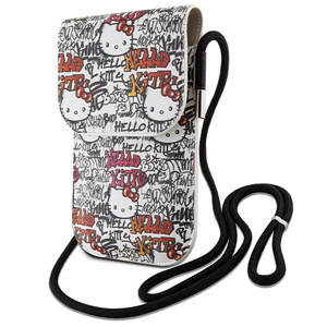 Hello Kitty Leather Tags Graffiti pleca soma – bēšs