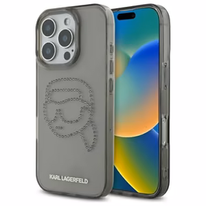 Karl Lagerfeld KLHCP16XHKHDCELK iPhone 16 Pro Max 6.9" melns/melns cietais apvalks IML Rhinestones Karl galva