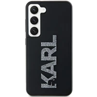 Karl Lagerfeld 3D Gumijas Mirdzošs Logotips viedtālruņa apvalks Samsung Galaxy S23+ - melns